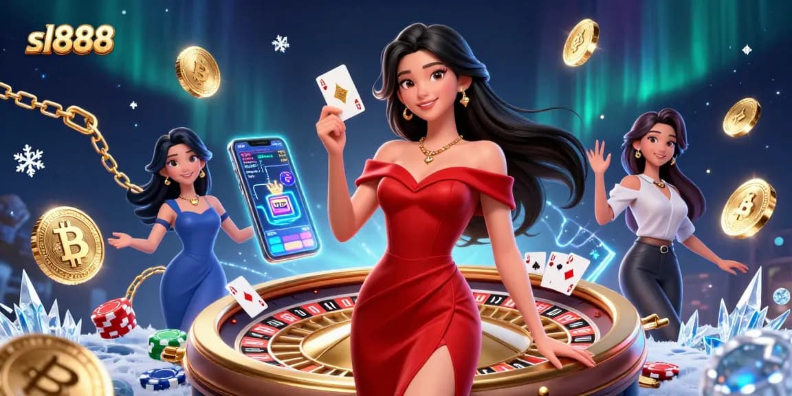Experience excitement with sl888 at a vibrant casino scene featuring a confident dealer.