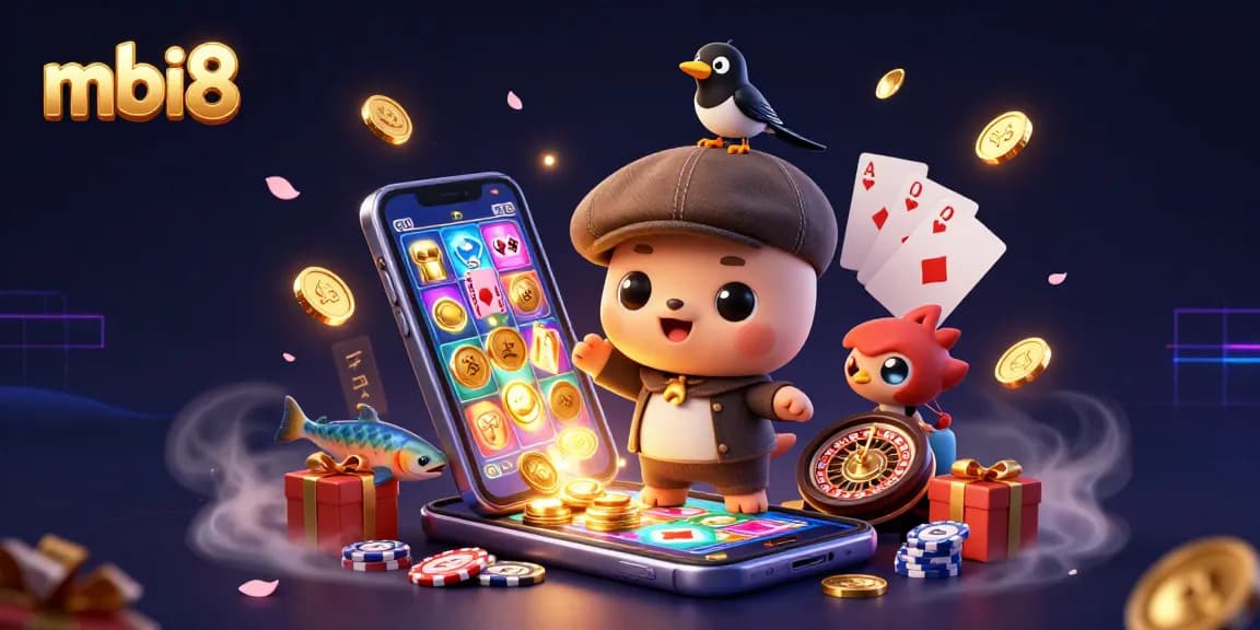 Join the action at mbi8 with cartoon characters and vibrant casino elements in an engaging illustration.