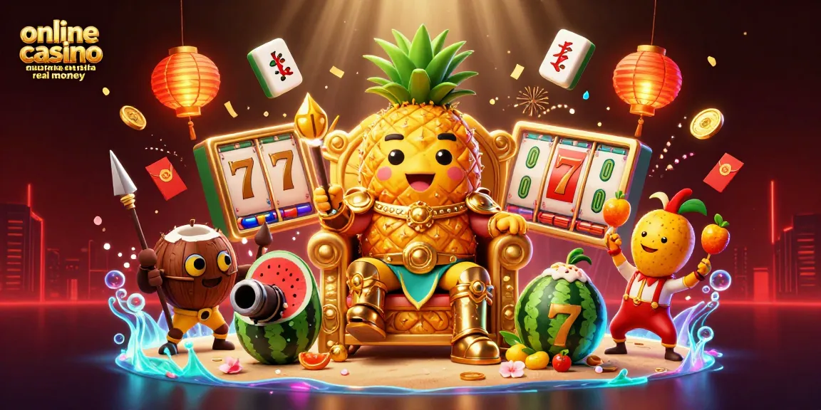 Experience online casino Australia real money excitement with a vibrant beach scene featuring entertaining characters and game elements.