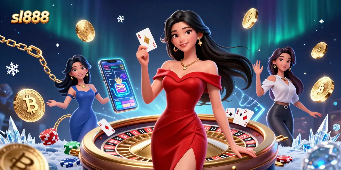 Experience excitement with sl888 at a vibrant casino scene featuring a confident dealer.