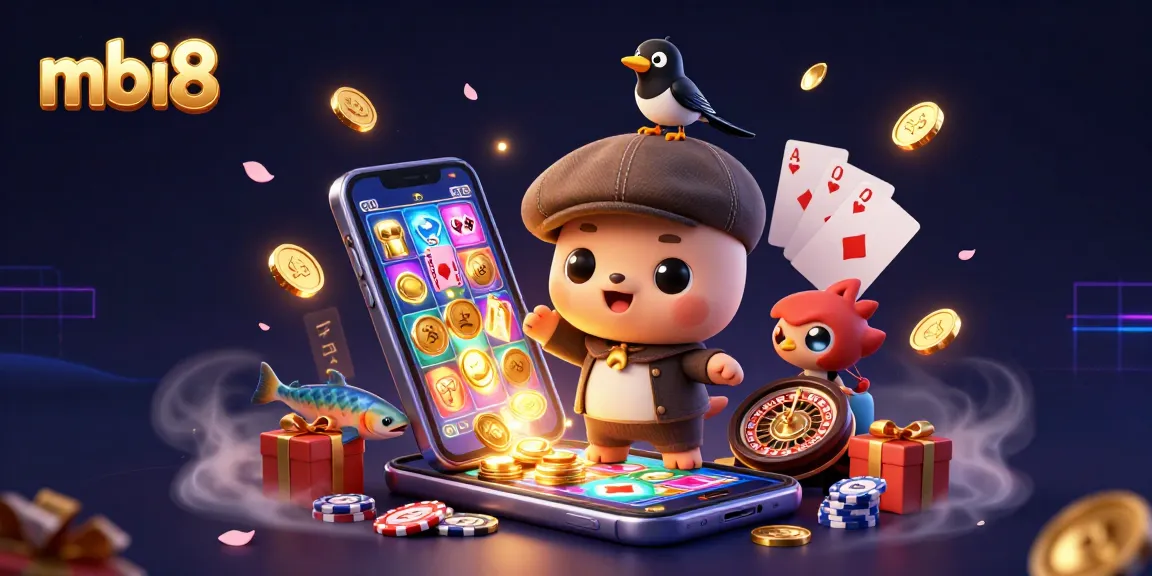 Join the action at mbi8 with cartoon characters and vibrant casino elements in an engaging illustration.